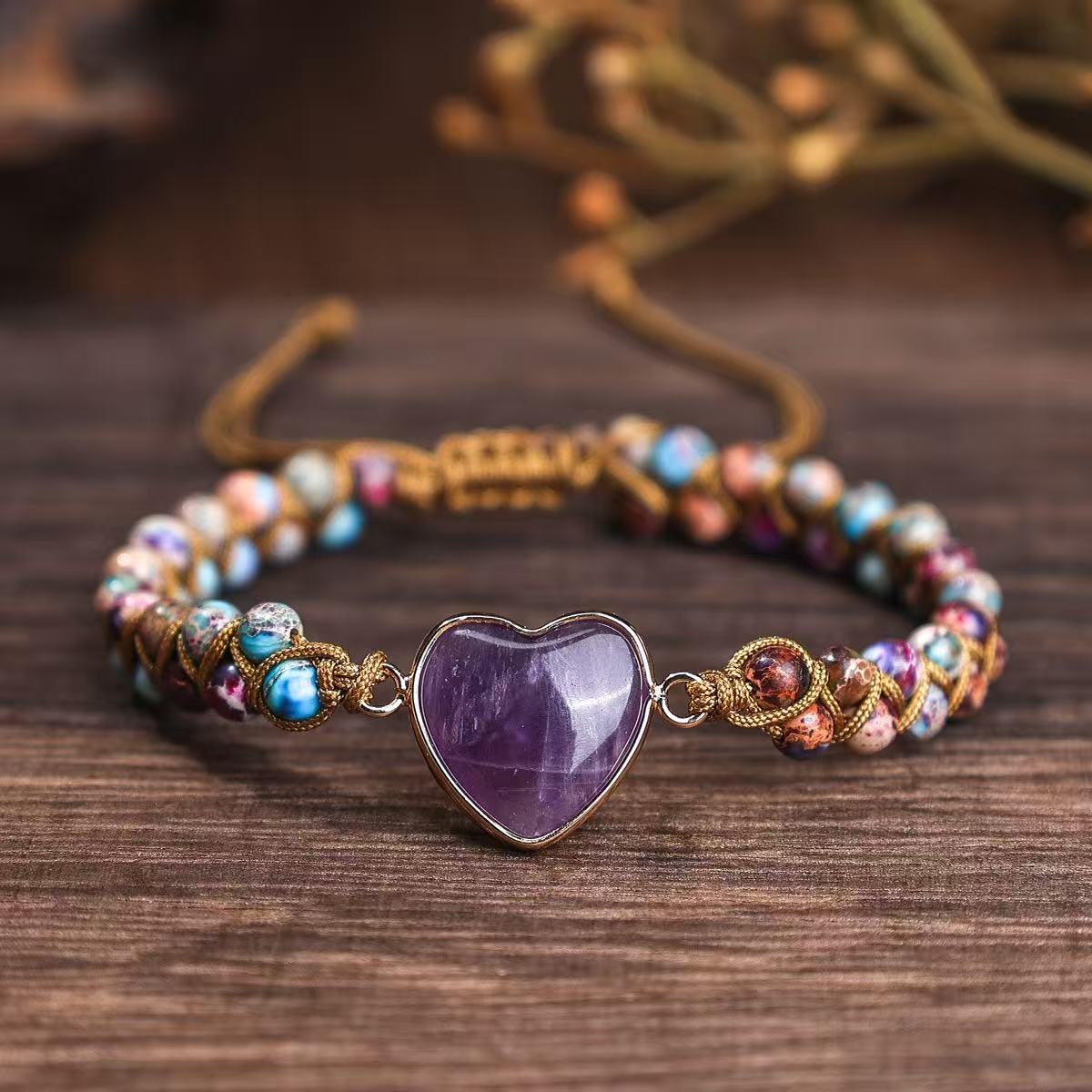Gemstone Braided Bracelet-Heart
